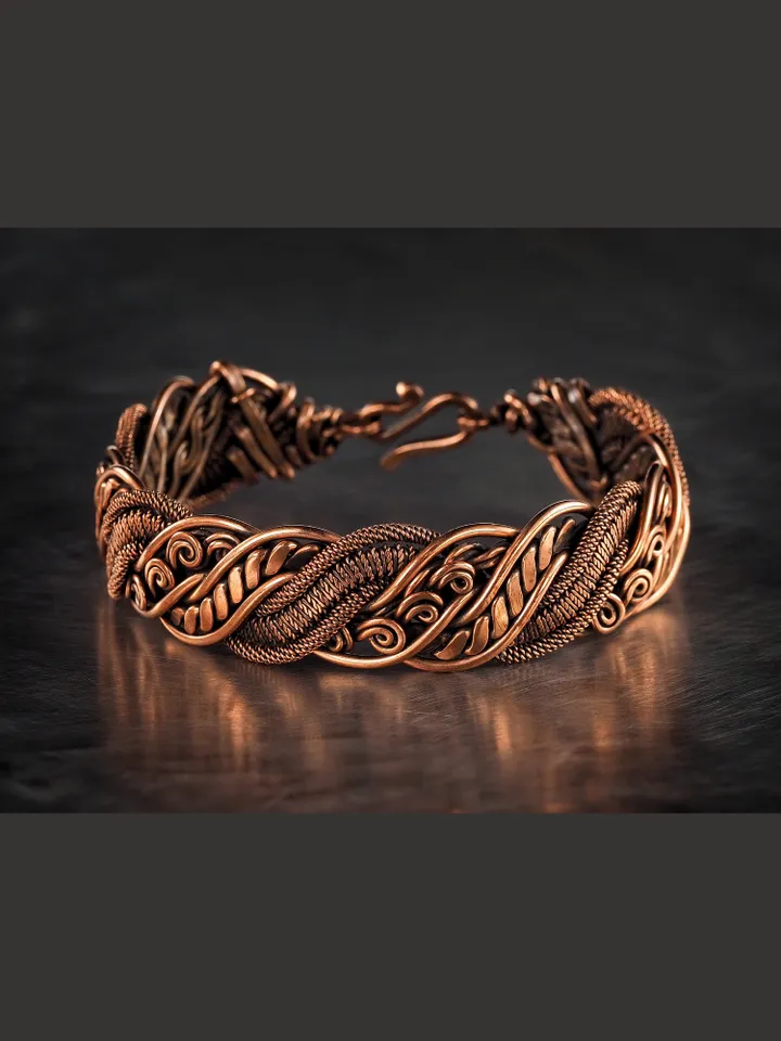 Wire wrapped copper bracelet for woman Antique style copper jewelry WireWrapArt