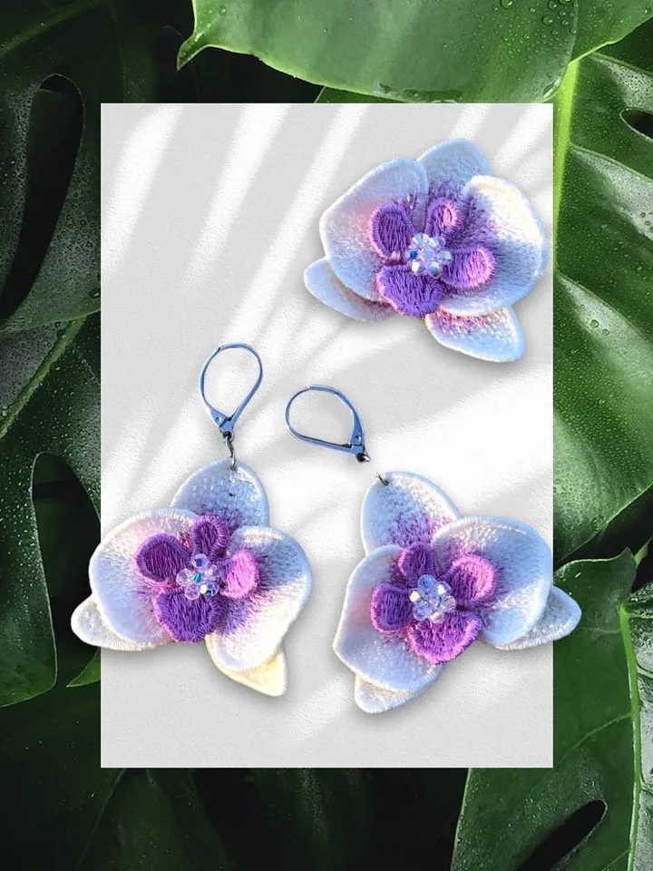 40% OFF! Set of earrings FSL. Machine embroidery design Digital embroidery pattern Free standing lace flower file