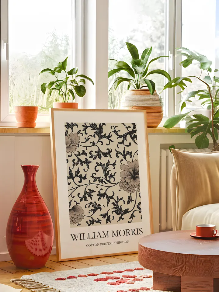 William Morris Monochrome Print Vintage Textile Poster Museum Style Home Decor Interior Pattern Digital Download Gift Classic Black White