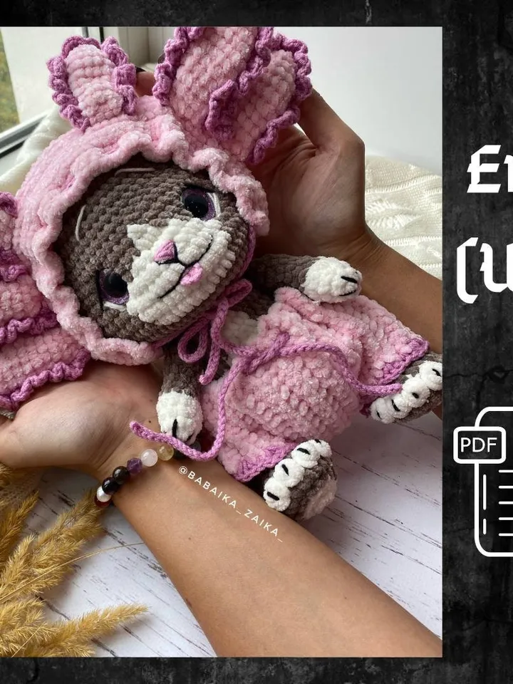 PDF Amigurumi Cat Axolotl pattern, Crochet mexican Axolotl, pink salamander pattern, crochet Axolotl plush toys