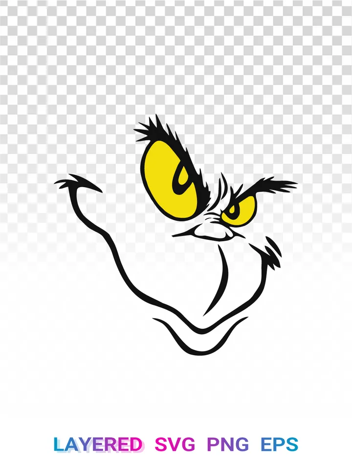 Grinch Face SVG PNG, Dr Seuss Christmas Clipart Eyes