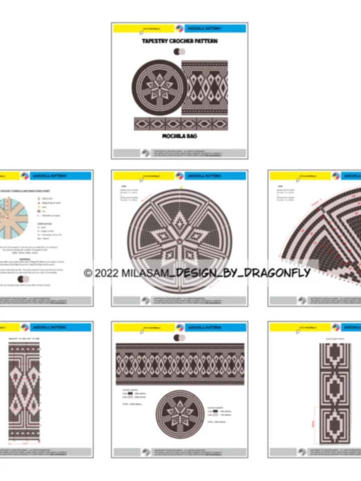 3 CROCHET PATTERNS / Tapestry crochet bag / wayuu mochila bag / SET CAPPUCCINO