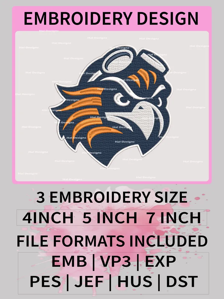 NCAA UT Martin Skyhawks Embroidery Designs, NCAA Logo Machine Embroidery Files, College Team Embroidery Patterns