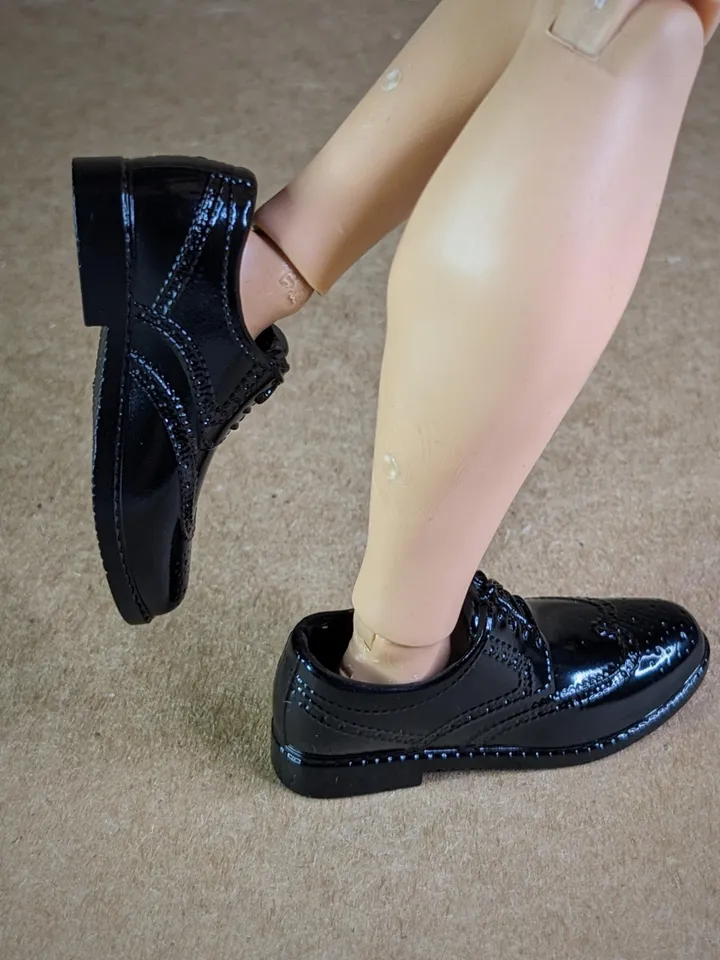 Oxford black lace-up shoes for 12-13 inch male dolls