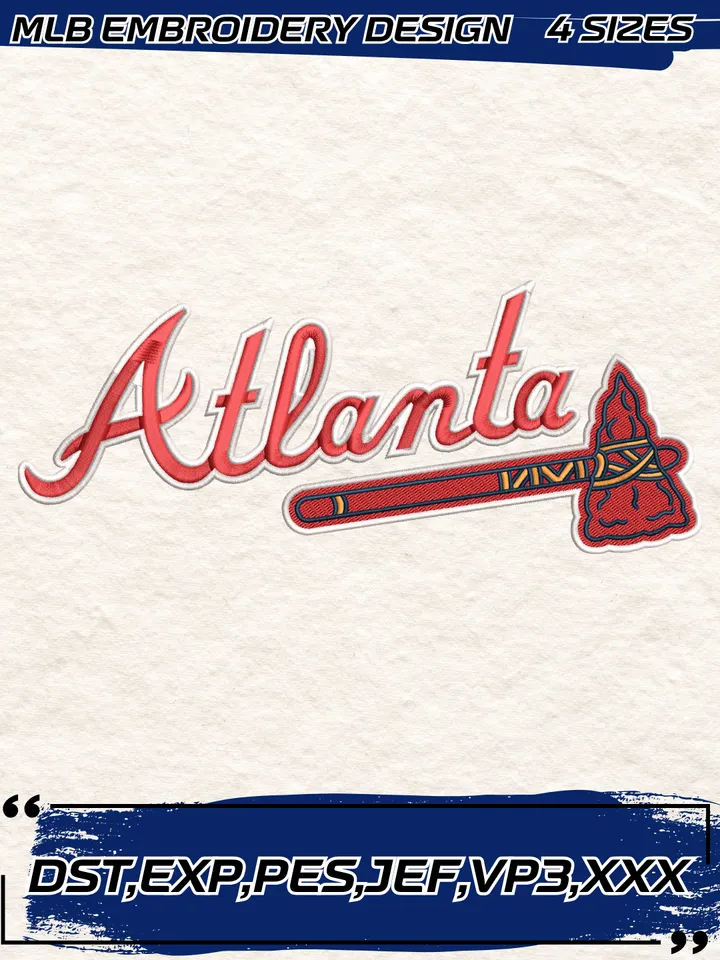 Atlanta Braves Jersey Logo Embroidery Design,MLB Embroidery Design,Machine Embroidery Design File,4 Sizes, Digital Download