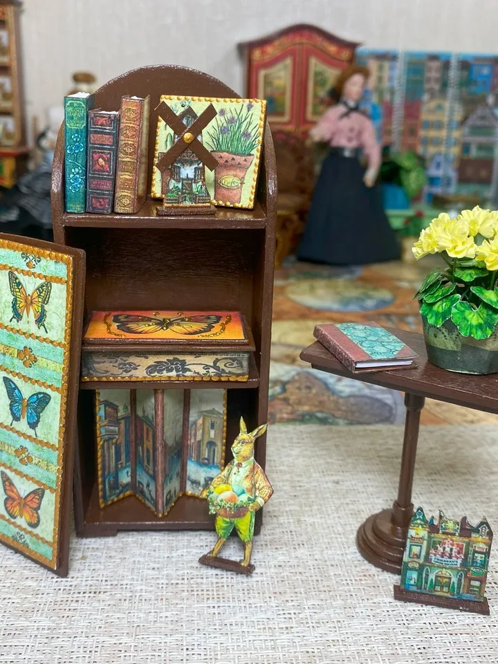 Set of furniture with accessories. 1:12. miniature dollhouse. Furniture for dolls.