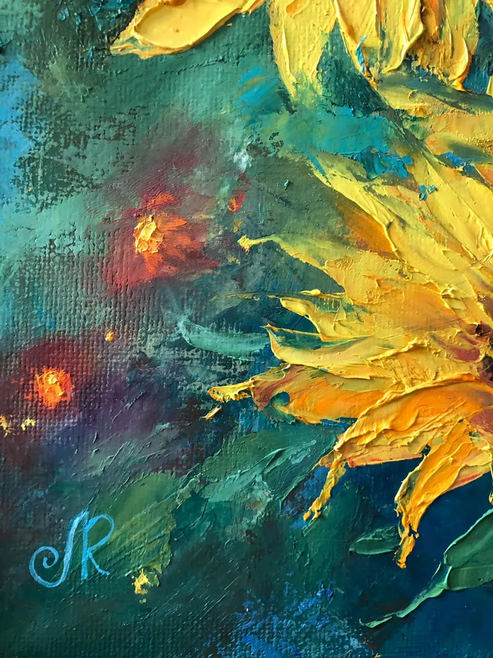 Sunflower Oil Painting Original Still Life Painting Flowers Wall Art