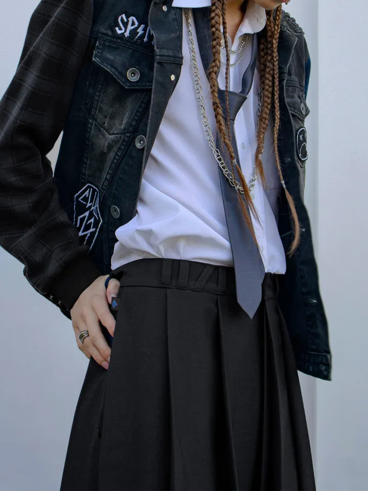Men's "School Mood" asymmetrical pleated skirt \ Men's skirt \ kilt