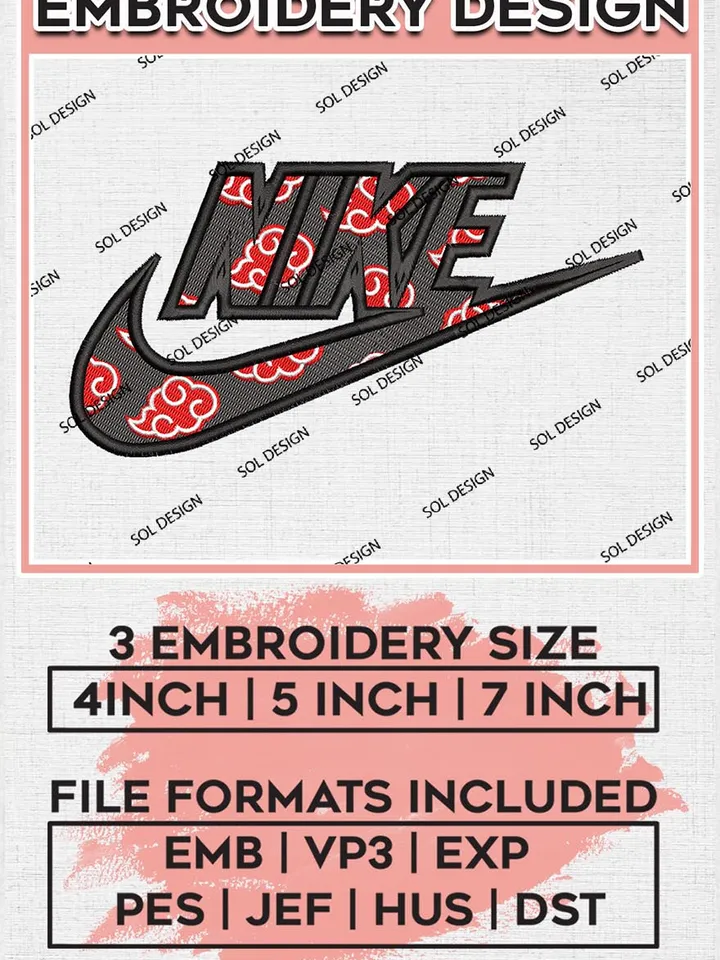 Nike Akatsuki Embroidery Designs, Naruto Anime Character Machine Embroidery Pattern, Digital Download EMB_ANIME_180