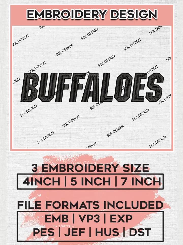 NCAA Buffaloes Team Writing Logo Embroidery Design Files, NCAA Colorado Buffaloes Machine Embroidery, NCAA Teams, 3 sizes, NCAA Machine embroidery designs, Digital Download