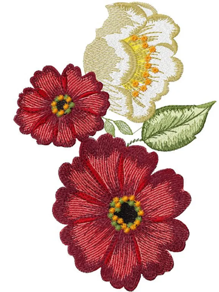 August red flowers 4 Designs Machine Embroidery Design