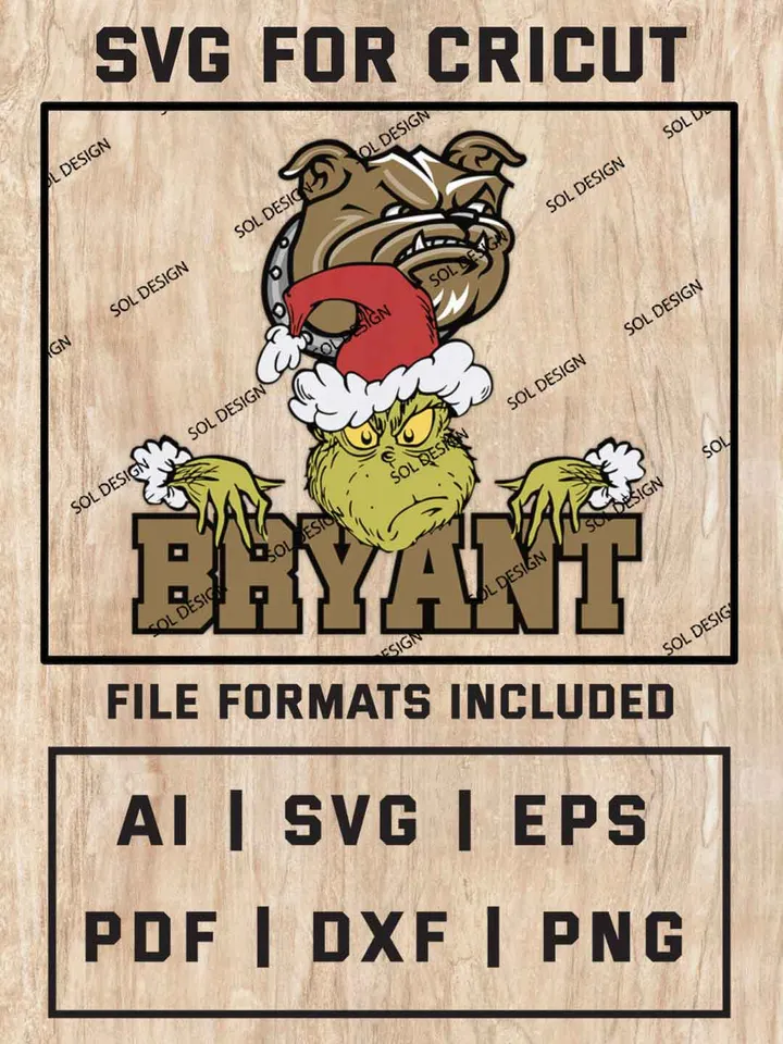 Grinch Bryant Bulldogs SVG, NCAA SVG Design, NCAA Bryant Bulldogs SVG, NCAA Bulldogs Cricut, Christmas Svg, Grinch svg, Digital Download