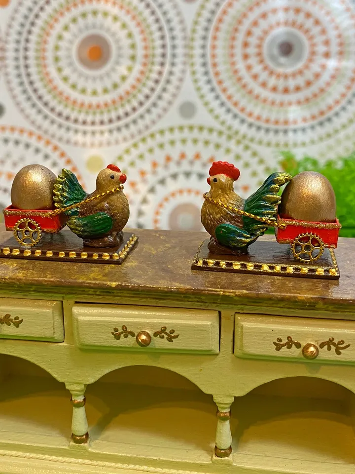 Easter miniature. Holiday chickens. Easter. 1:12.