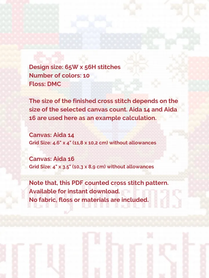 Cross stitch pattern Merry Christmas, cross stitch chart PDF