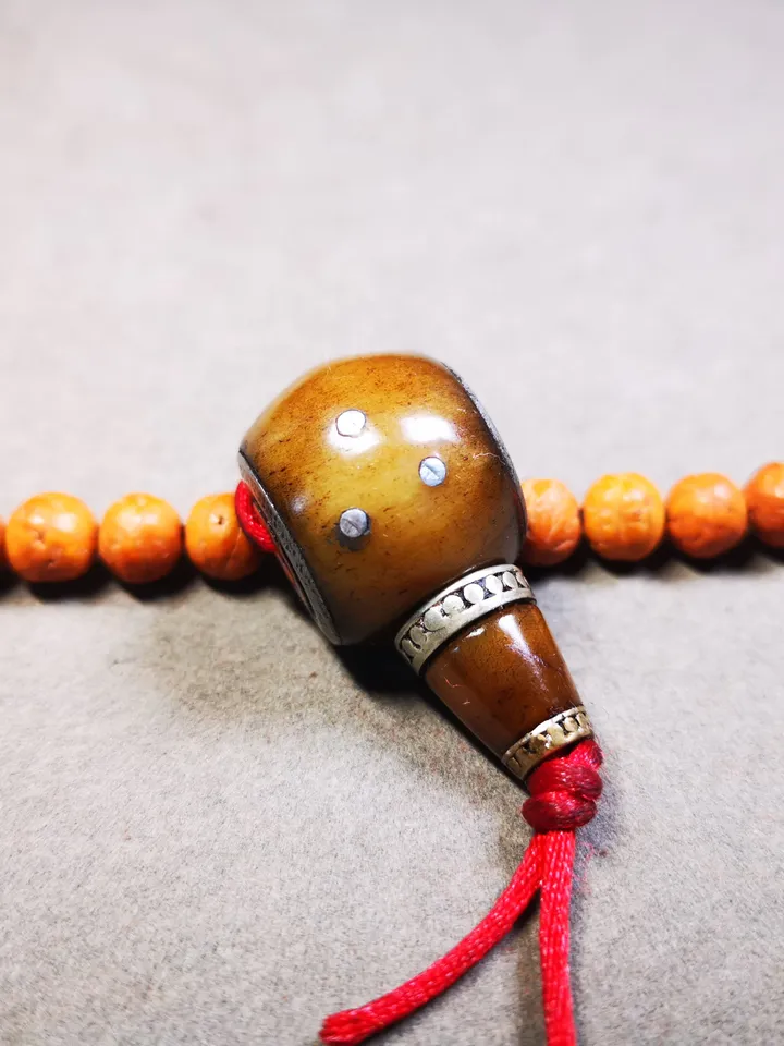 Gandhanra Tibetan Yak Bone Carved Guru Bead,Big Size T-drilled 3-Hole Prayer Bead,Mala Bead,Connector Bead for Buddhist Bead Accessories