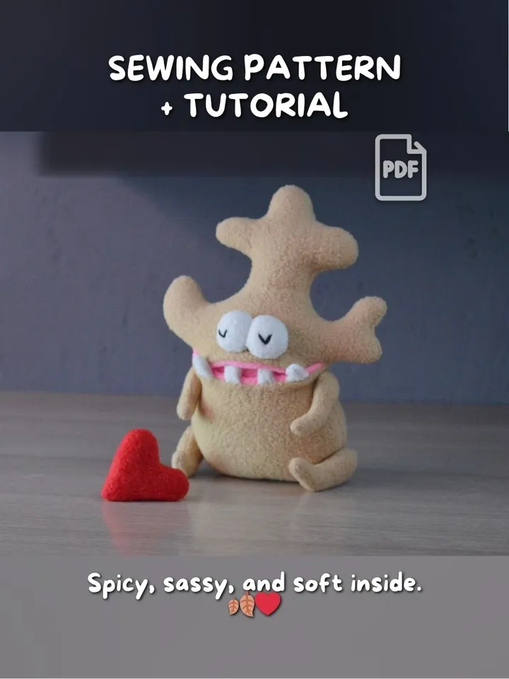 PDF Ginger Plush Toy Pattern – Beginner-Friendly Fleece Softie