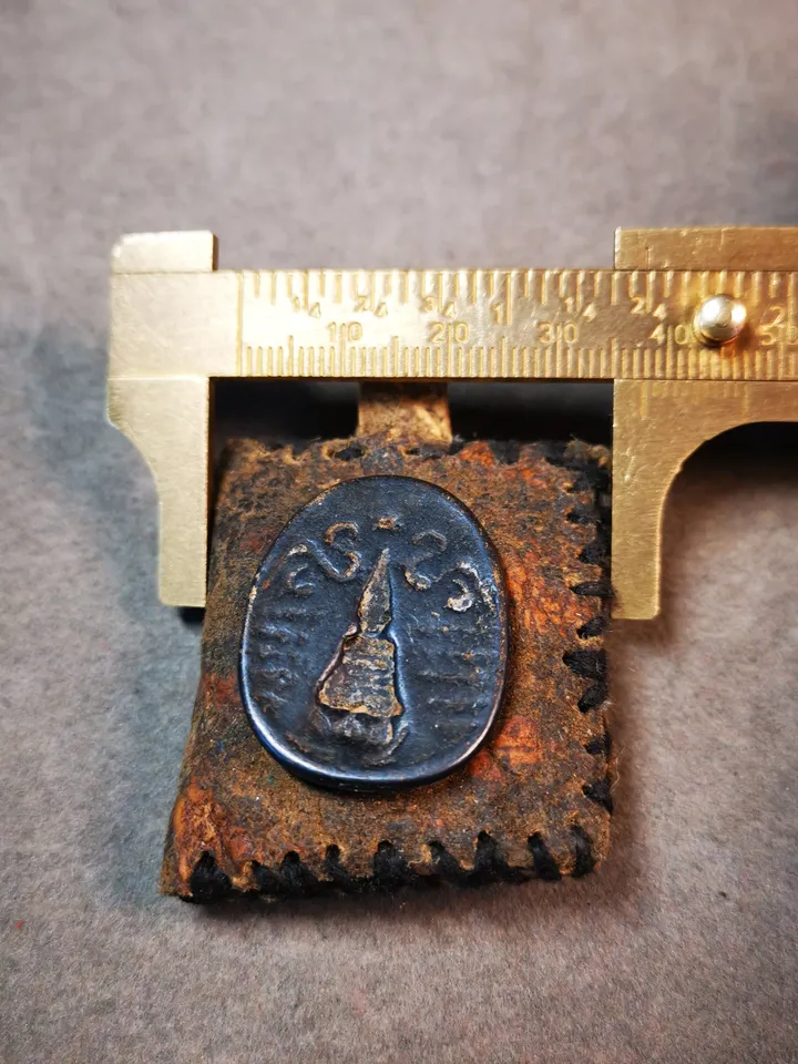 Gandhanra Antique Amulet Pendant,Stupa / Pagoda Tsa Tsa Mold on leather Sachet