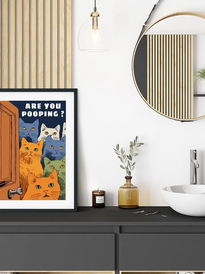 Funny Posters Pooping Print Bathroom Cat Print For Toilet Wall Art Print Funny Cat Print Printable Wall Art Bathroom Wall Art Toilet Poster