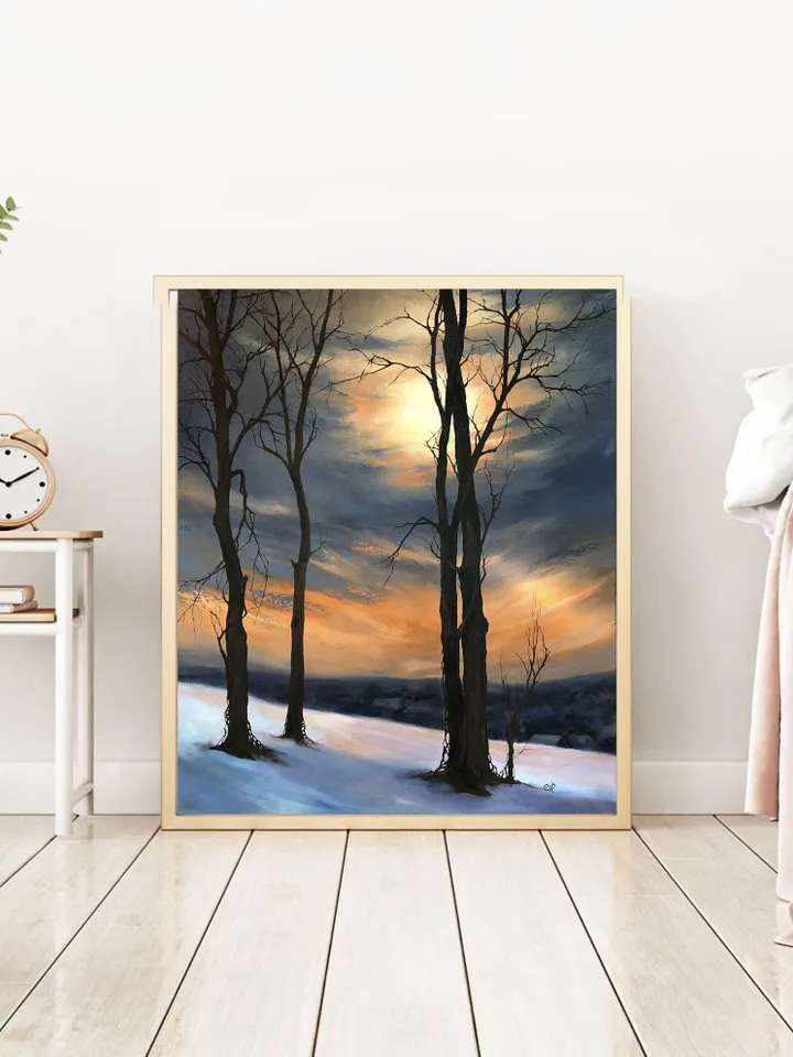 Forest Painting Original Sunset Landscape Painting Misty Forest Wall Art