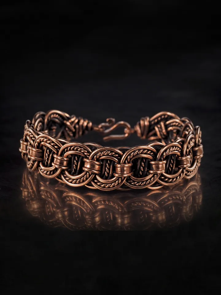 Woven copper wire bracelet Antique style handcrafted copper jewelry Unique gift