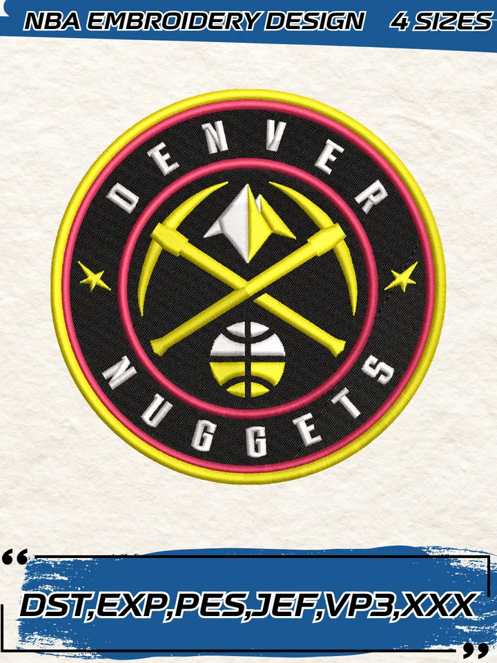Denver Nuggets Logo Embroidery Designs,NBA Logo Embroidery Files, Machine Embroidery Design File, 4 Sizes,Digital Download