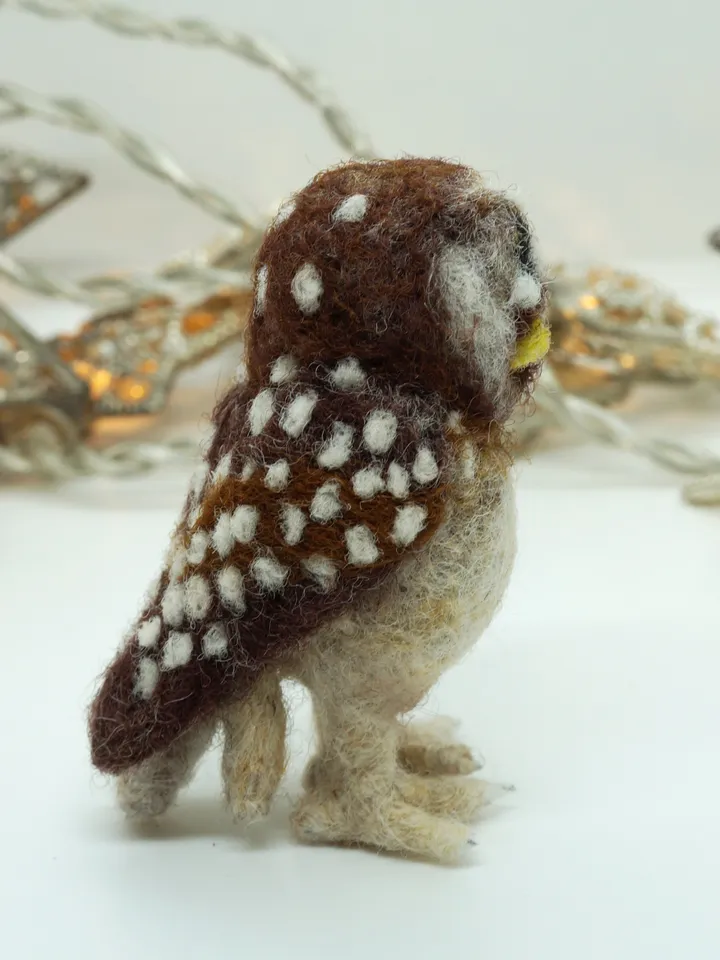 Owlbert, needle felted burrowing owl, made to order