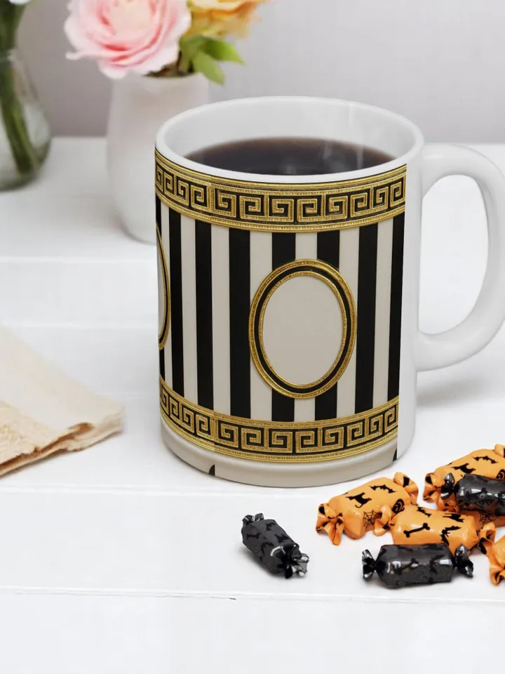 Elegant Greek Pattern Ceramic Mug, Coffee Cup for Home Decor, Birthday Gift, Tea Lovers, Unique Kitchenware, Drinkware, Greek Design Mug