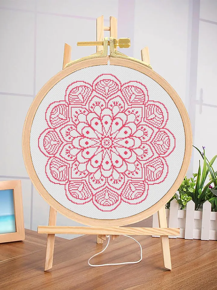 Mandala cross stitch pattern download PDF, Modern floral ornament cross stitch chart, Easy mandala hand embroidery PDF, DIY Home decor #M32