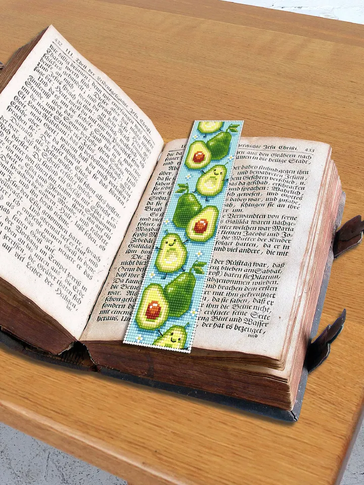 Kawaii bookmark cross stitch download PDF Cute avocado cross stitch Digital bookmark fruit Funny cross stitch chart Bookmarks for kids #B51