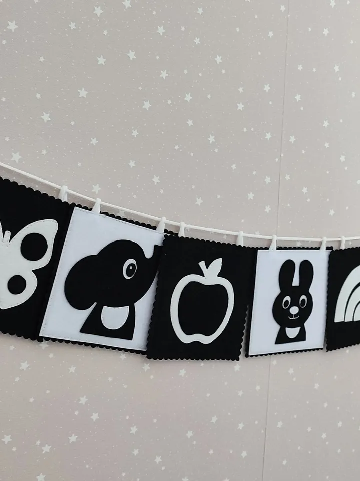 High Contrast quiet book pattern , Infant Stimulation Contrasting Pattern, Black and white felt cards for baby svg, Montessori newborn pdf
