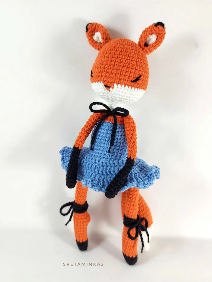 Crochet Fox Pattern. Amigurumi Ballerina Doll Fox. Digital Download. PDF.