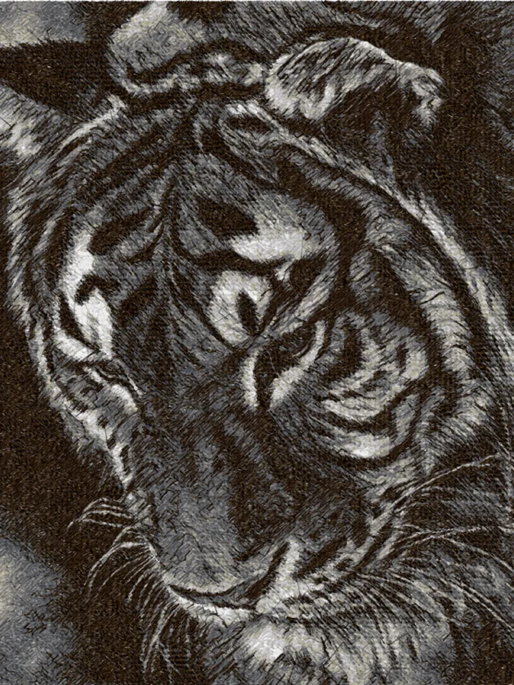 Tiger monochrome photo stitch  Embroidery Design   DIGITAL EMBROIDERY