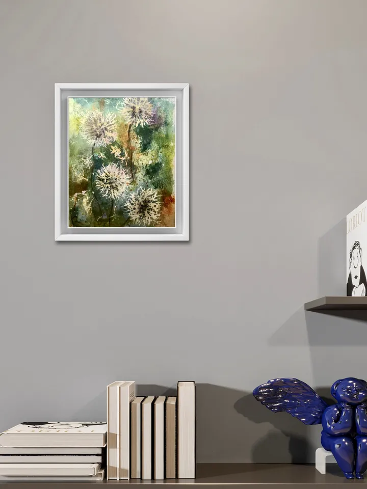 Dandelion fields original watercolour painting,flowers watercolour painting,floral landscape,small painting gift,wall hanging decoration