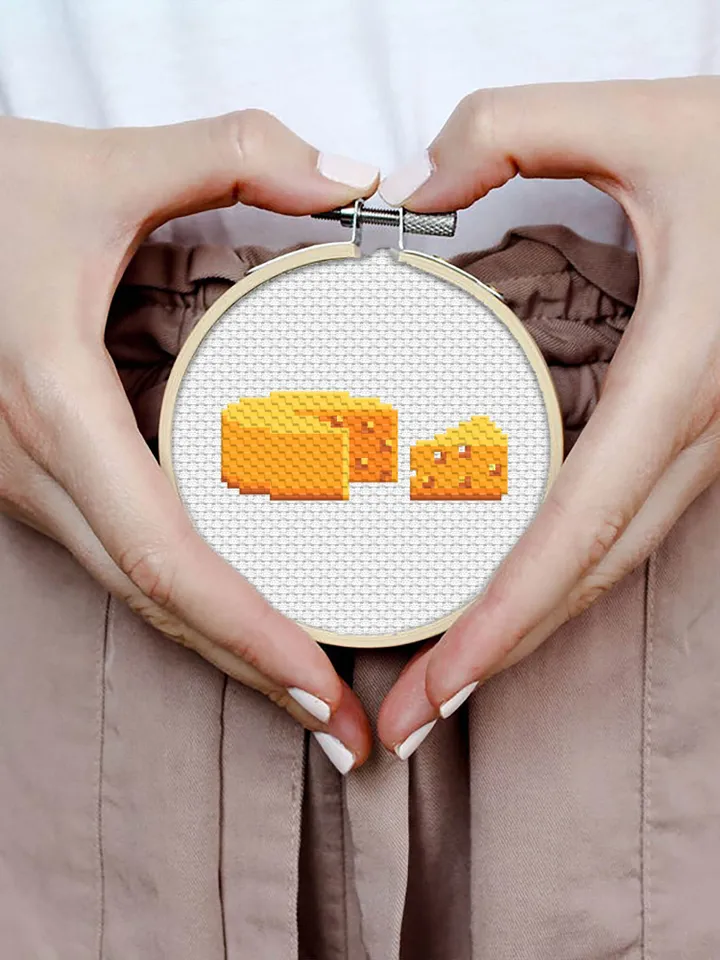 Cheese small cross stitch pattern PDF Mini cross stitch chart, Minimalistic food cross stitch Instant download PDF, Cheese lover gift #F13