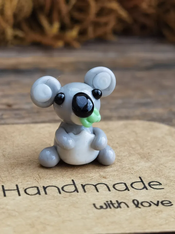 KOALA MINIATURE ANIMALS koala gifts I love you Koala figurine Koala ornament Koala Valentine Glass Koala Zen garden Terrarium figurine
