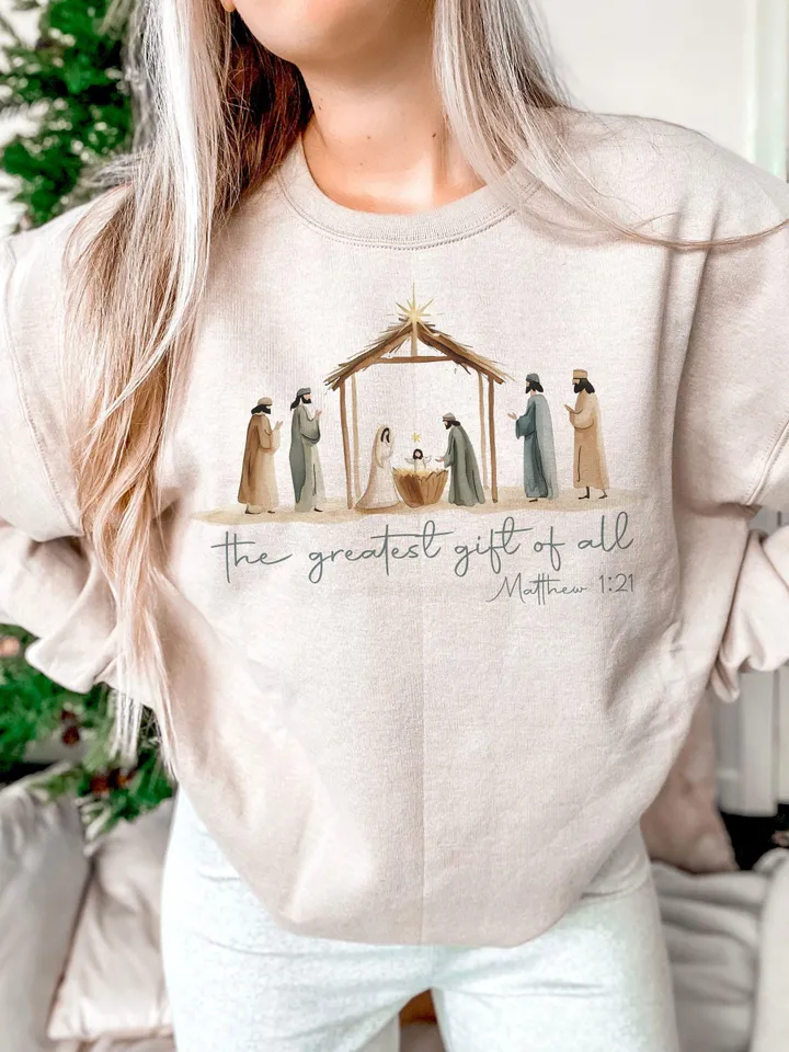 Greatest Gift of all PNG | Bow Nativity Coquette Christmas Sublimation PNG Design | Hand Drawn | Manger PNG| Bow Manger Png | Christmas Bow