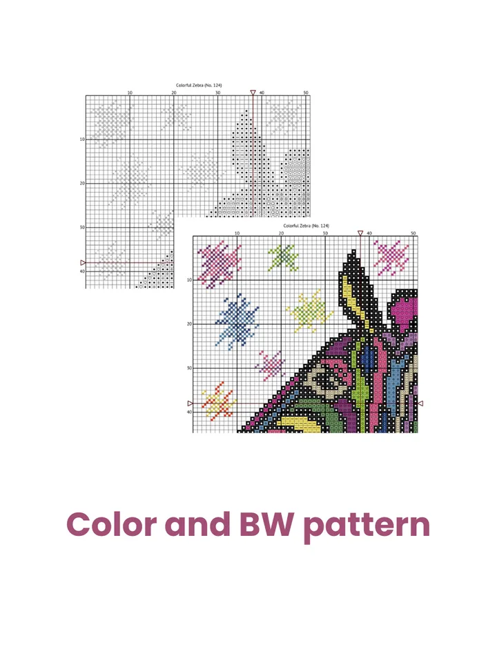 Cross stitch pattern Zebra, easy cross stitch chart PDF