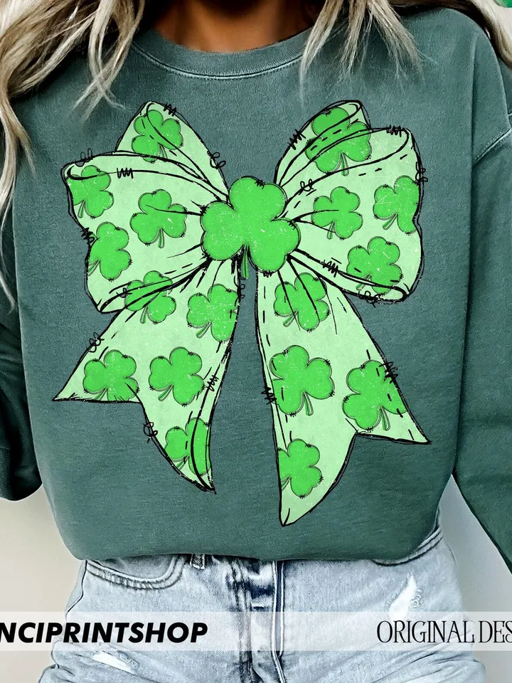 Coquette Patrick's Day Bow Png, Shramrock Lucky Bow Png, Irish Patrick Day Shirt Design, Lucky Shamrock png, St.Patrick's Day png, Lucky png