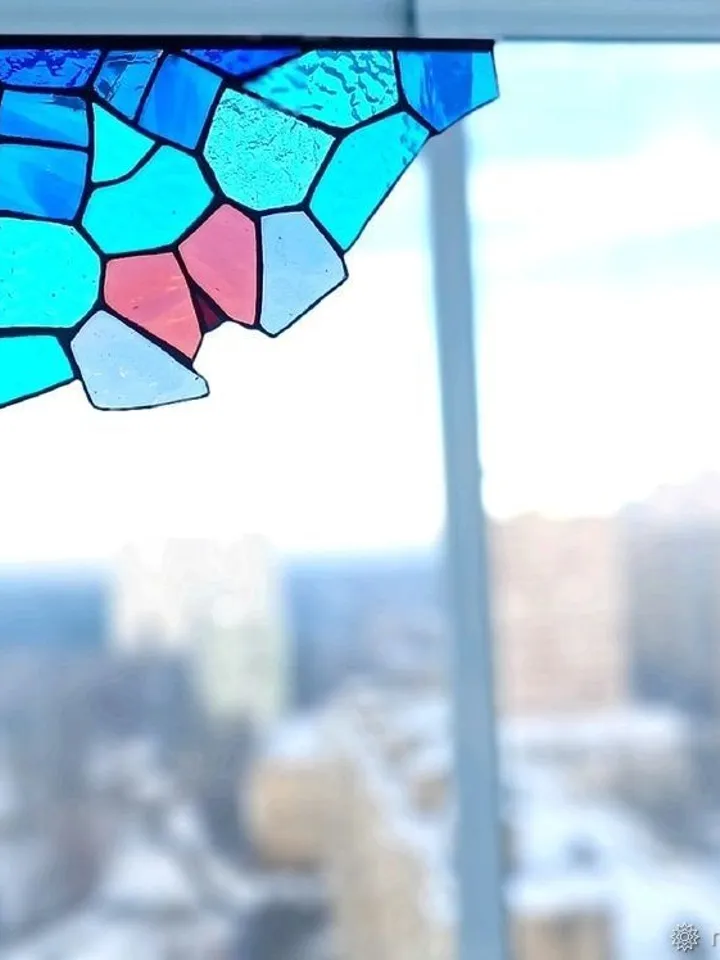 Kaleidoscope, Tiffany-style Window Corner, Stained Glass Corner, Stained Glass Window Corner, Stained Glass Window Accents, Stained Glass Window Decoration