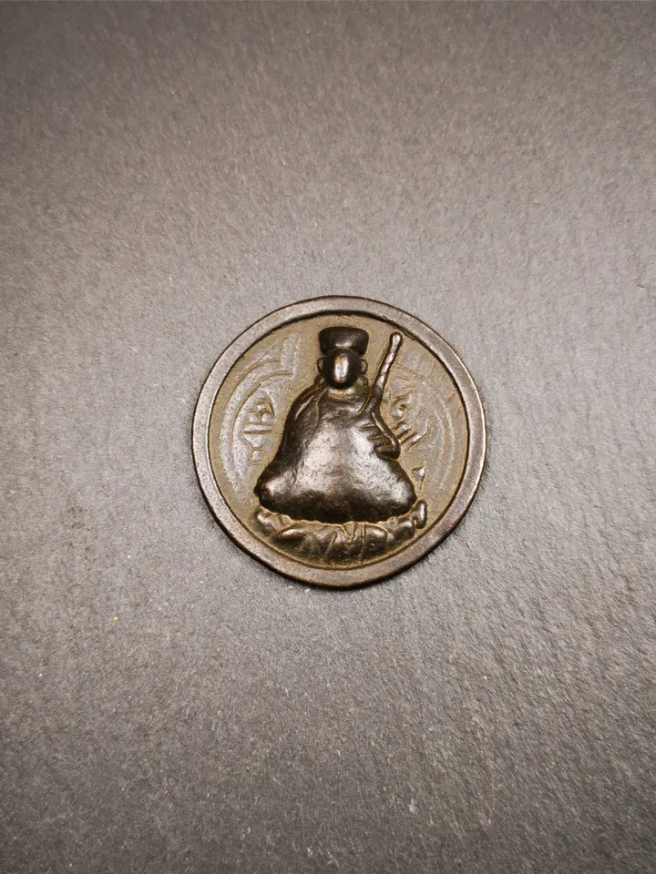 Gandhanra Old Mini Tibetan Buddha Statue Pendant,Lotus Born-Guru Rinpoche,1.4"