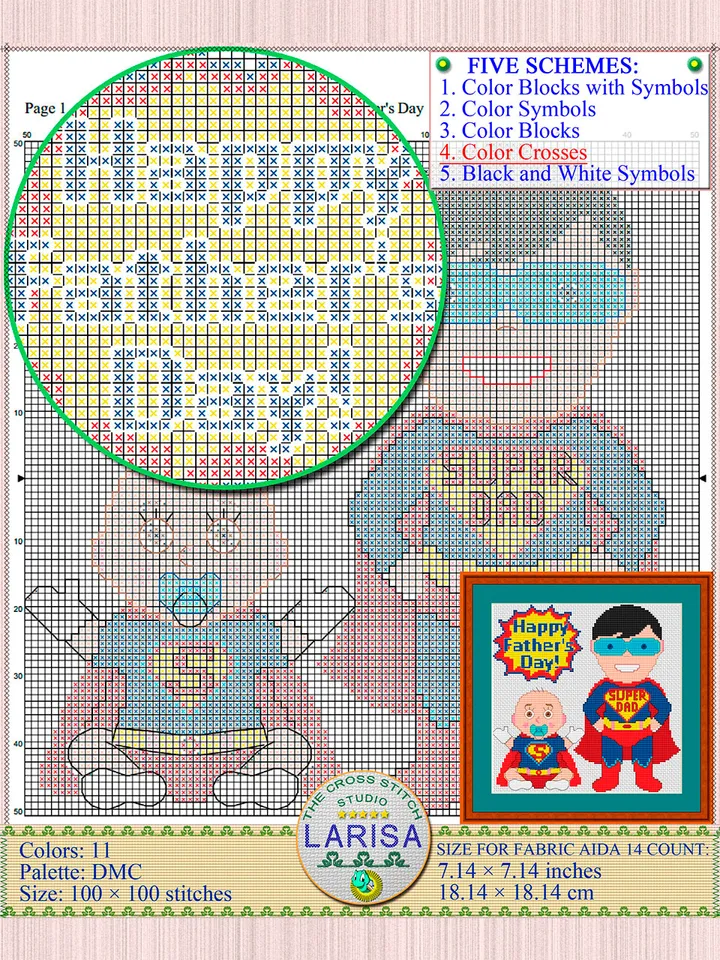 Happy Father’s Day Cross Stitch Pattern | Super Dad