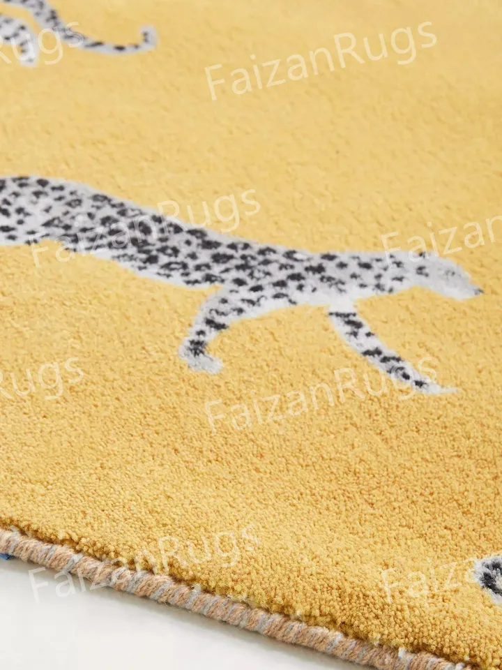 8x10 Cheetah Animal Classic Handmade 100% Wool Rugs Carpets, Handmade Carpet For Living Room, Dining Room, Hallway, Multiroom Carpets
