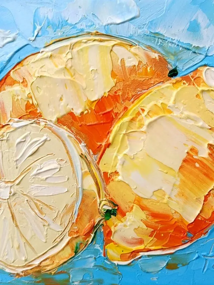 Lemon Painting Fruit Original Art Impasto Painting 6x4 Still Life Wall Art Small Painting Citrus Artwork by ArtProkopaloSv