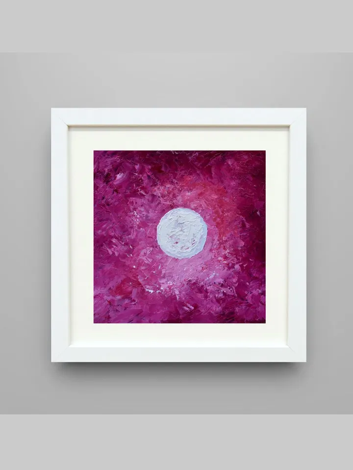 Night Sky Painting Full Moon Artwork Original Art 6 by 6 in Moonlit Night Painting Small artwork Purple Home Decor