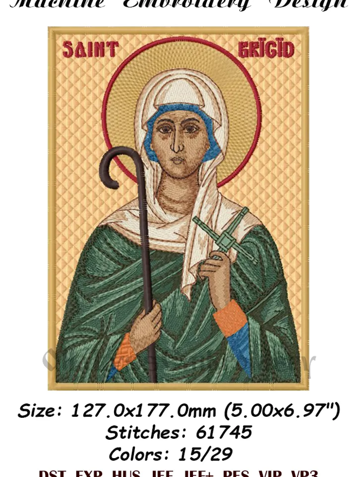 Saint Brigid of Kildare embroidery design