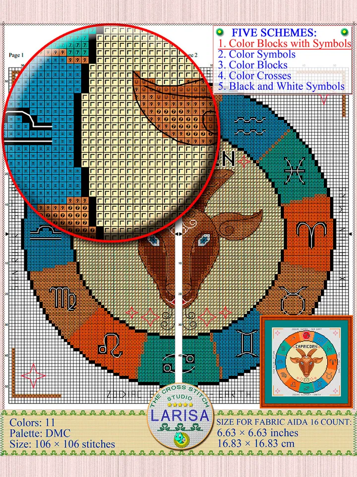 Capricorn Cross Stitch Pattern | Capricorn Zodiac Sign