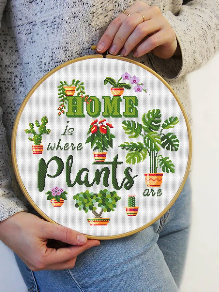 House Plants cross stitch pattern PDF Home is where plants, Plant lady, Funny quote cross stitch, Monstera leaves, Plant lover gift #P24
