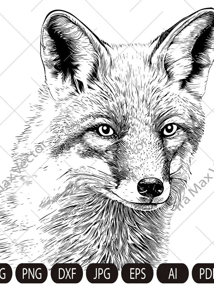 FOX Face svg , Fox Head svg , Fox svg, Fox Mascot svg , Fox Printable,Fox detailed, fox INSTANT DOWNLOAD