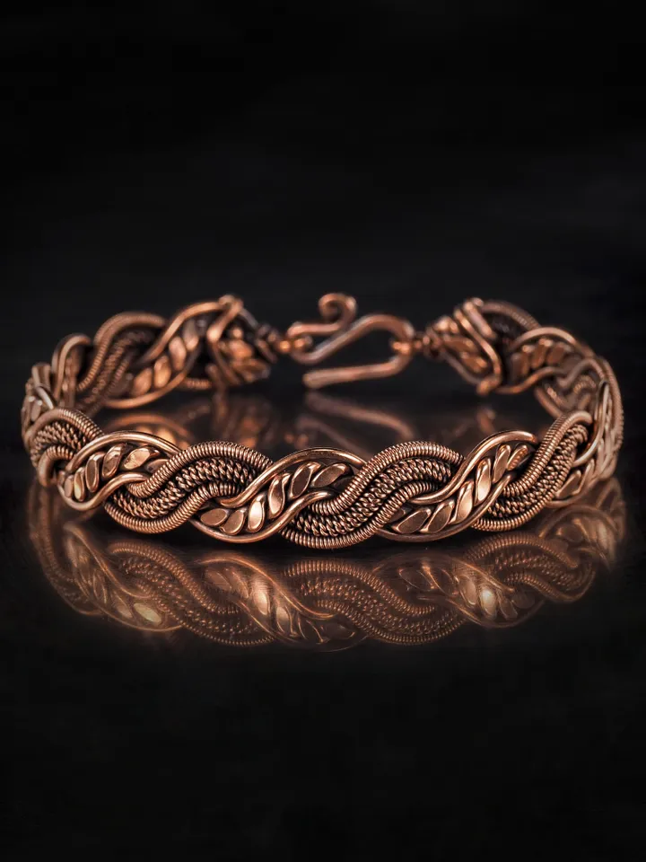 Woven copper wire bracelet Antique style handcrafted copper jewelry Unique gift