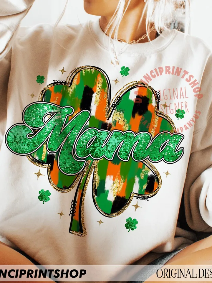 Mama St Patricks Day PNG, Glitter St Patricks png, Shamrock png, Irish Mama png, St Patricks Day png, Mama St Patty's png, Gift for mama,png